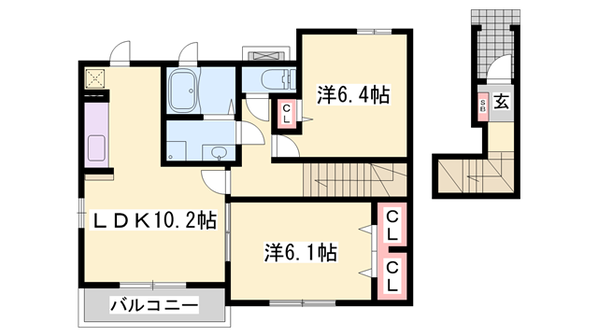 大久保駅 バス5分  金ヶ崎東口下車：停歩6分 2階の物件間取画像